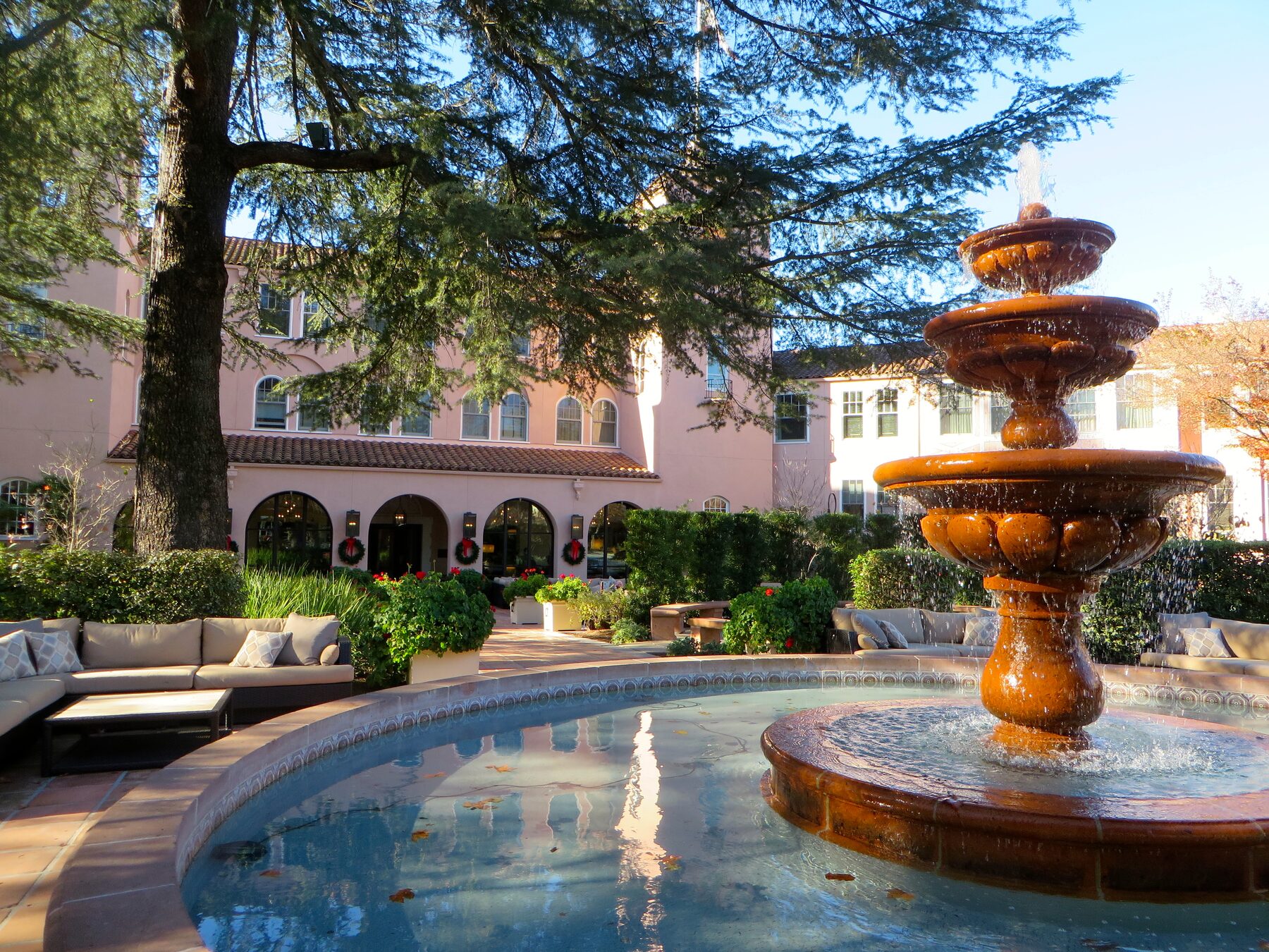 Courtyard fountain at Fairmont Sonoma Mission Inn and Spa